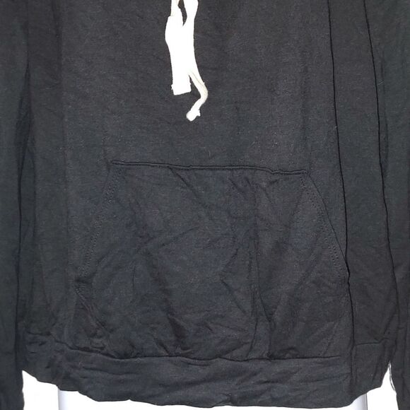 Iris Basic black off the shoulder kangaroo long sleeve top  Sz L - Picture 2 of 5